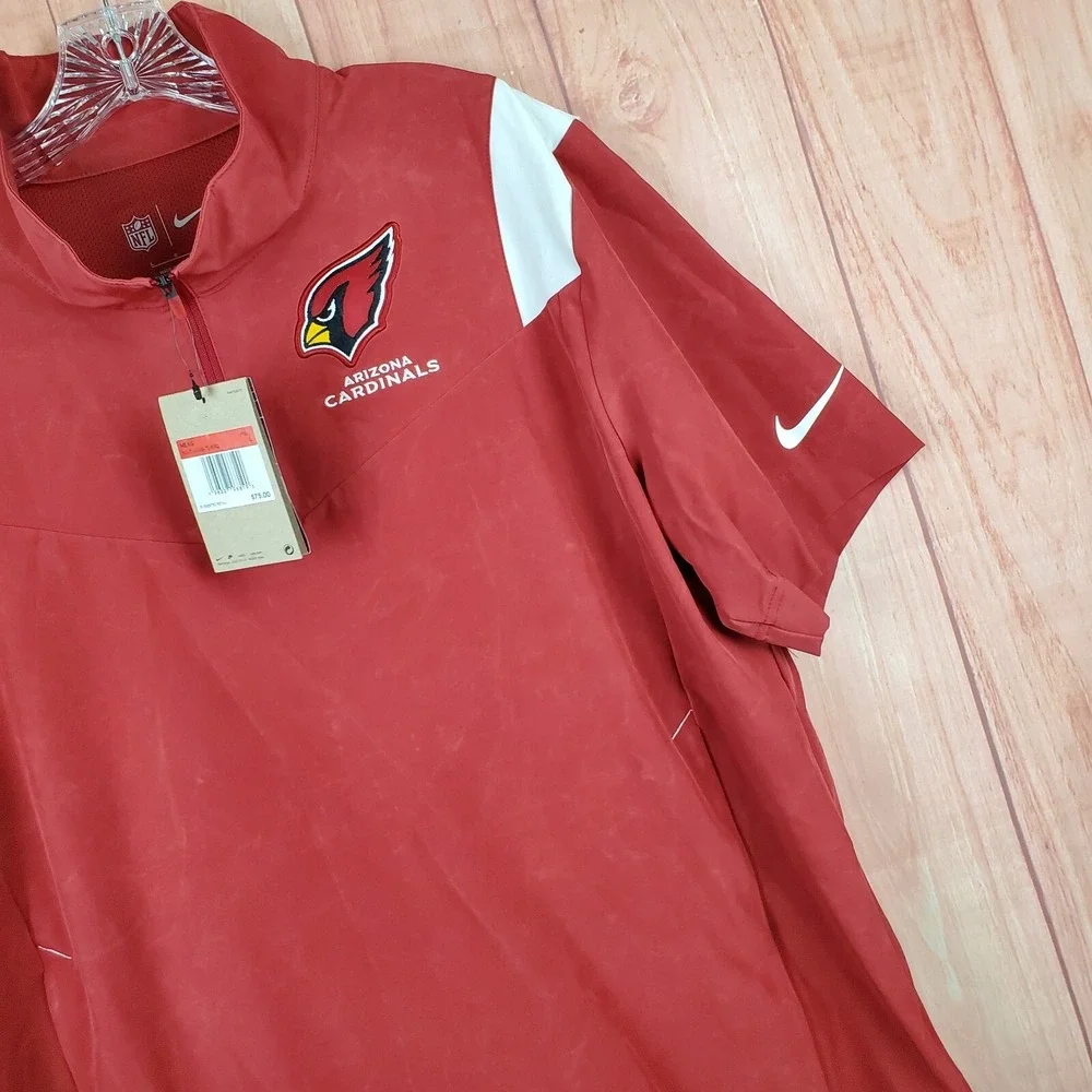 Nike Top Mens Large Red 1/4 Zip Pullover Sideline‎ Coaches NFL Arizona Cardinals